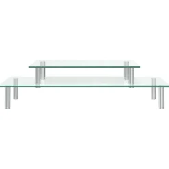 vidaXL Support de moniteur à 2 niveaux Verre transparent