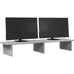 Appareils Électroniques-vidaXL Support de moniteur 100x27x15 cm bois d'ingénierie Gris béton