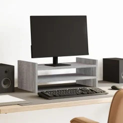 Appareils Électroniques-vidaXL Support de moniteur 50x27x20 cm bois d'ingénierie Sonoma gris