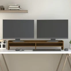 Appareils Électroniques-vidaXL Support de moniteur 100x24x16 cm Bois de pin solide marron miel