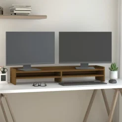 Appareils Électroniques-vidaXL Support de moniteur 100x24x16 cm Bois de pin solide marron miel