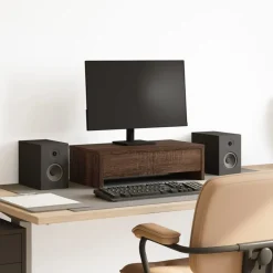 vidaXL Support de moniteur avec tiroirs chêne marron bois d'ingénierie