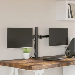 Appareils Électroniques-vidaXL Support de moniteur double noir acier VESA 75/100 mm