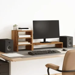 vidaXL Support de moniteur et organisateur de bureau bois d'ingénierie