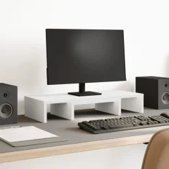 Appareils Électroniques|Allaitement & Alimentation-vidaXL Support de moniteur réglable bois d'ingénierie Blanc