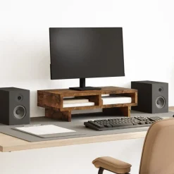 Appareils Électroniques|Allaitement & Alimentation-vidaXL Support de moniteur chêne fumé 50x27x15 cm bois d'ingénierie Ch&ecirc;ne fumé