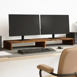 Appareils Électroniques-vidaXL Support de moniteur chêne fumé 100x27x10 cm bois d'ingénierie Ch&ecirc;ne fumé