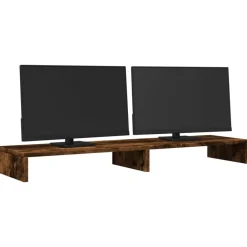 Appareils Électroniques-vidaXL Support de moniteur chêne fumé 100x27x10 cm bois d'ingénierie Chêne fumé