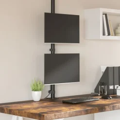 Appareils Électroniques-vidaXL Support de moniteur double noir acier VESA 75/100 mm