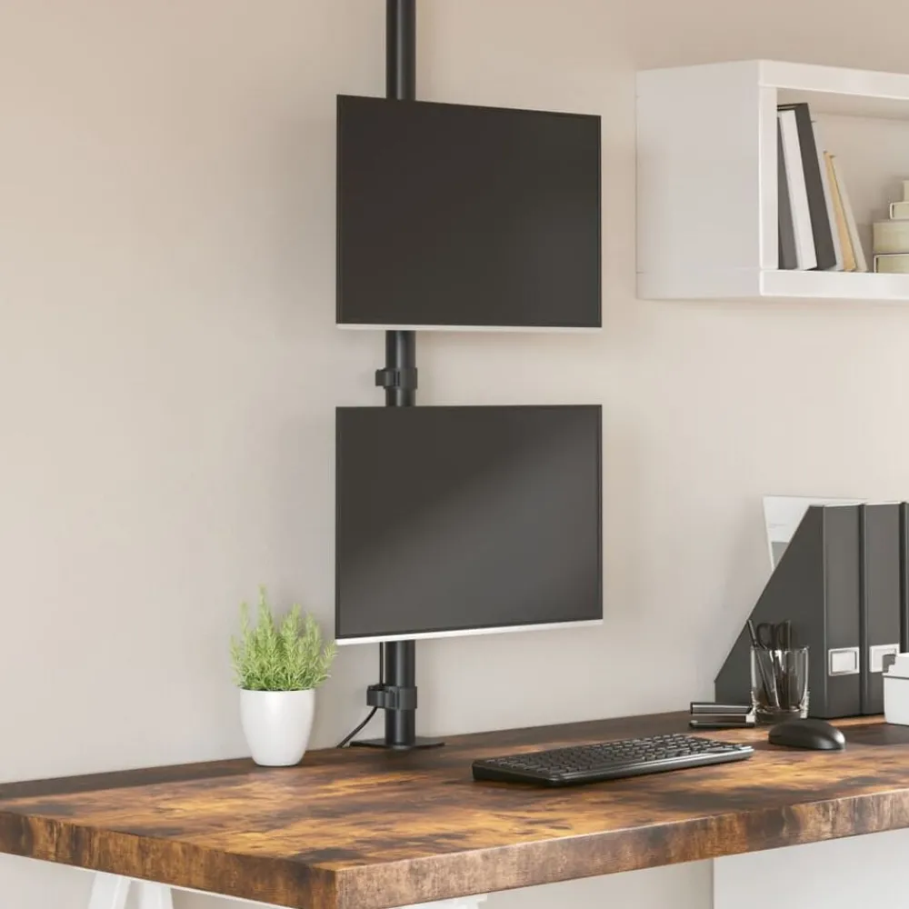 Appareils Électroniques-vidaXL Support de moniteur double noir acier VESA 75/100 mm