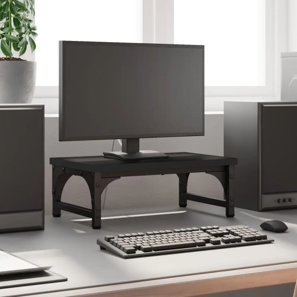 Appareils Électroniques-vidaXL Support de moniteur 37x23x14 cm bois d'ingénierie Noir