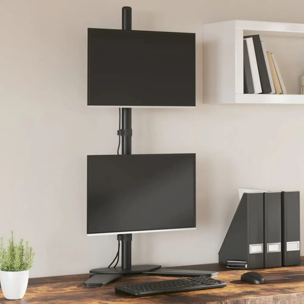 Appareils Électroniques-vidaXL Support de moniteur double noir acier VESA 75/100 mm