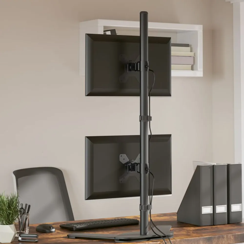 Appareils Électroniques-vidaXL Support de moniteur double noir acier VESA 75/100 mm
