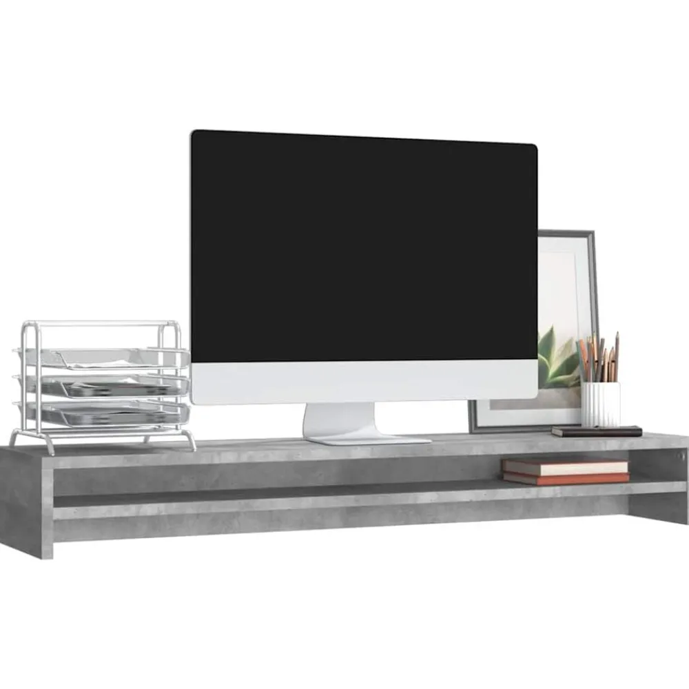Appareils Électroniques-vidaXL Support de moniteur 100x24x13 cm Bois d'ingénierie Gris béton
