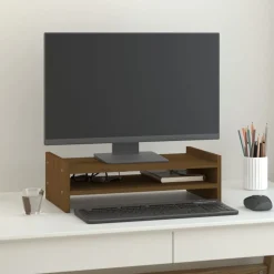 vidaXL Support de moniteur 50x27x15 cm Bois de pin solide