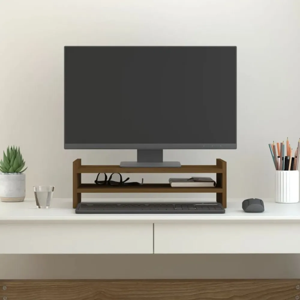 vidaXL Support de moniteur 50x27x15 cm Bois de pin solide