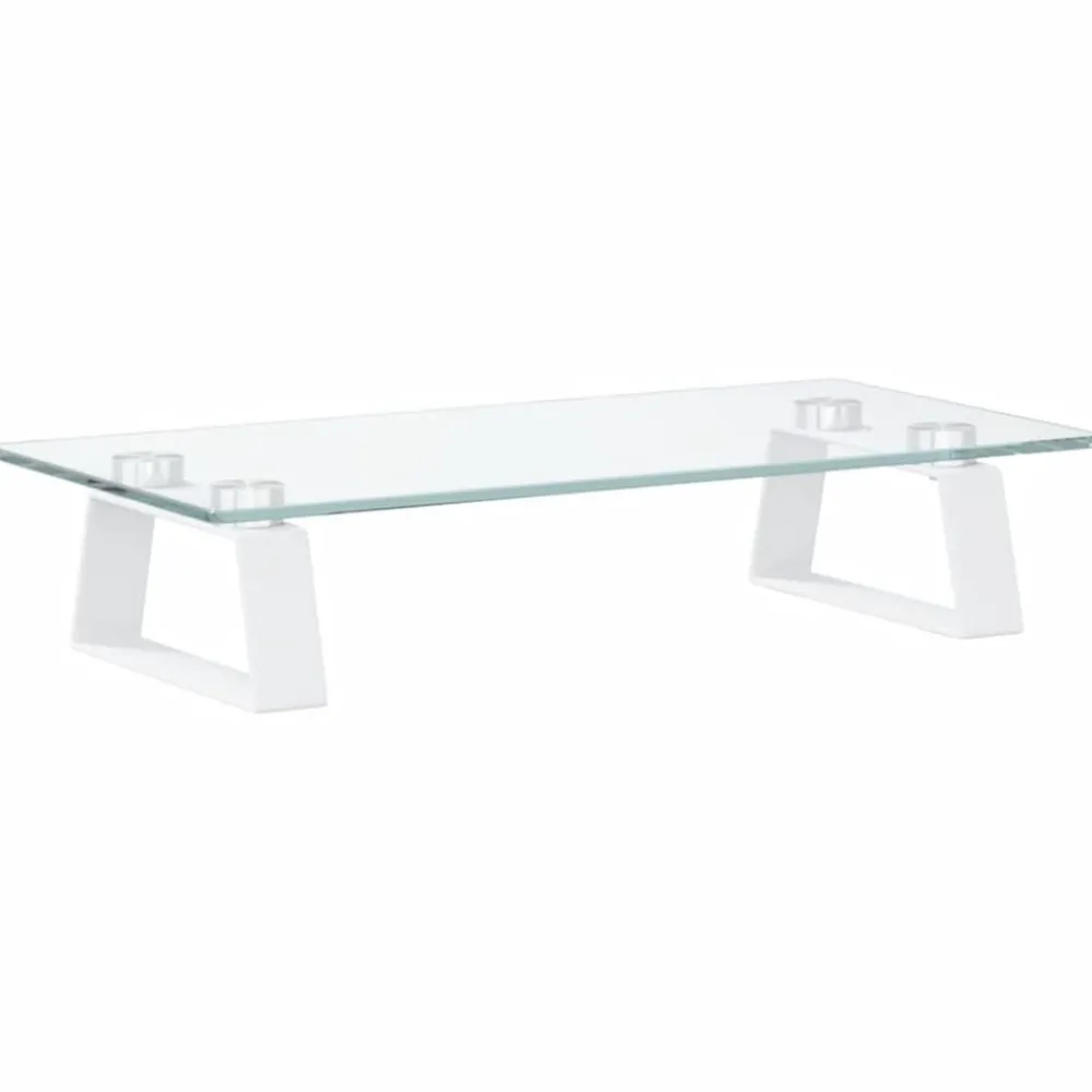 Appareils Électroniques-vidaXL Support de moniteur 40x20x8 cm verre trempé et métal Blanc