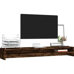 vidaXL Support de moniteur Chêne fumé 100x24x13 cm Bois d'ingénierie