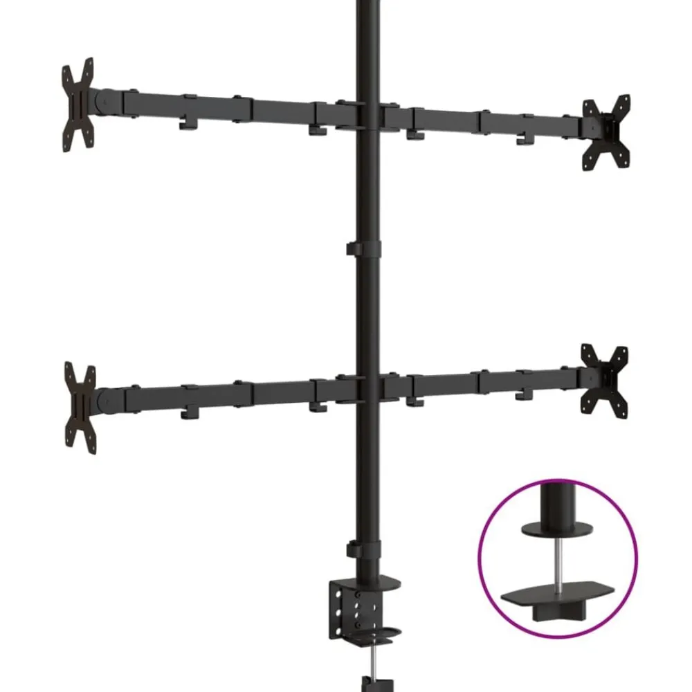 vidaXL Support de moniteur noir acier VESA 75/100 mm