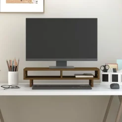 Appareils Électroniques-vidaXL Support de moniteur 60x27x14 cm Bois de pin solide marron miel