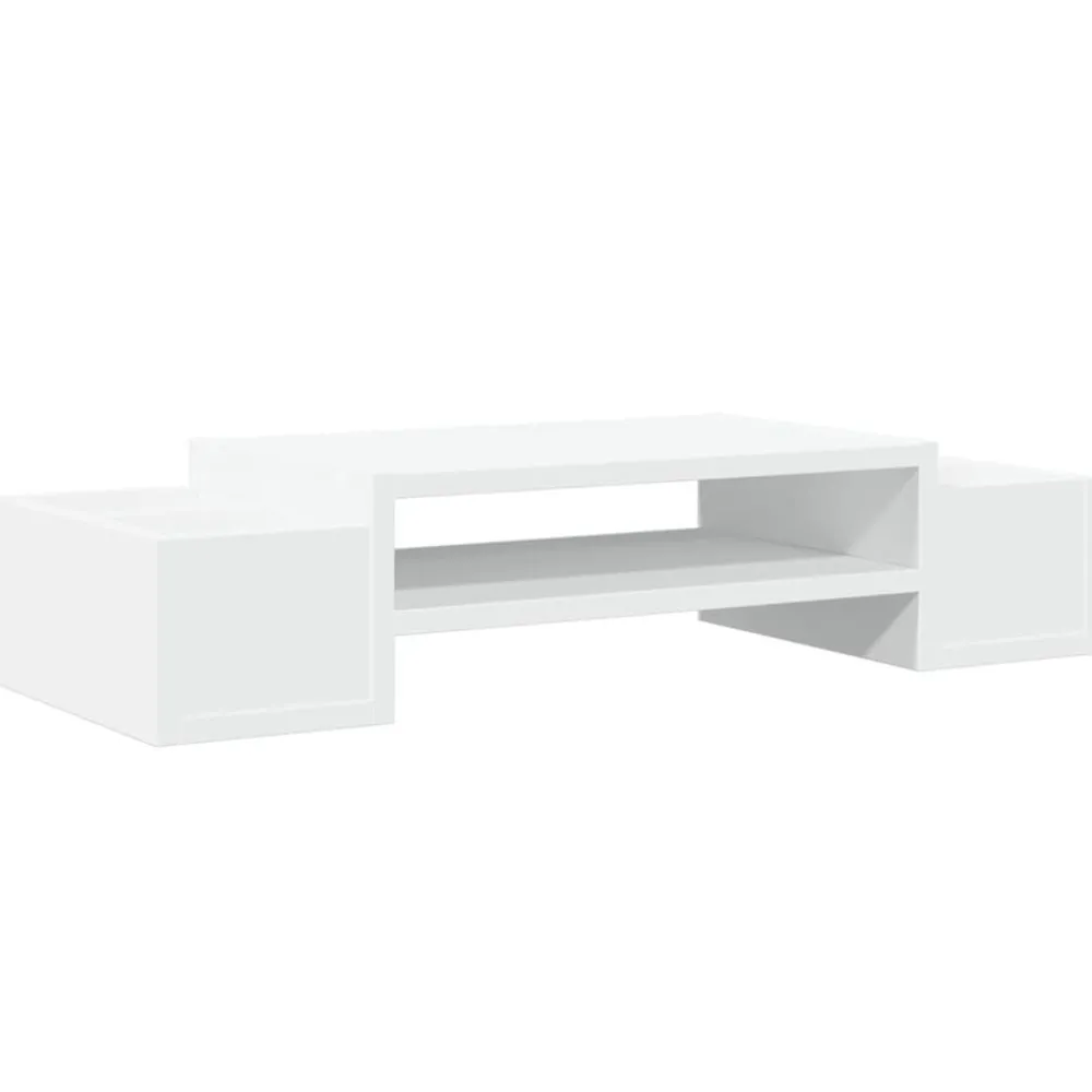 Appareils Électroniques-vidaXL Support de moniteur avec rangement bois d'ingénierie Blanc