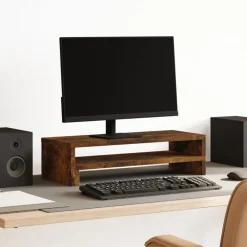 Appareils Électroniques-vidaXL Support de moniteur chêne fumé 54x22x15 cm bois d'ingénierie Ch&ecirc;ne fumé