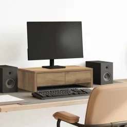 vidaXL Support de moniteur et tiroirs chêne artisanal bois ingénierie