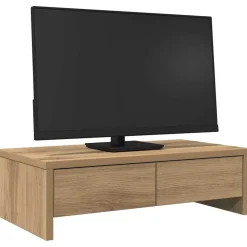 vidaXL Support de moniteur et tiroirs chêne artisanal bois ingénierie