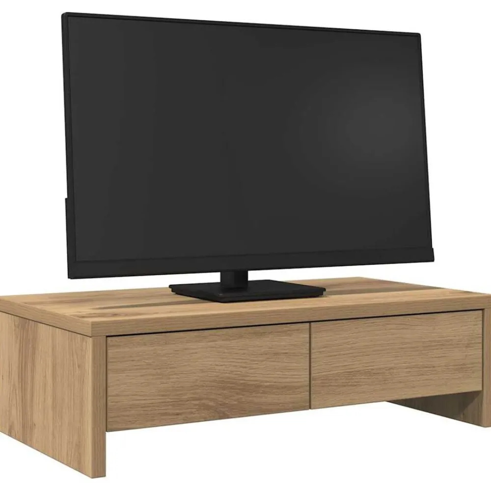 vidaXL Support de moniteur et tiroirs chêne artisanal bois ingénierie