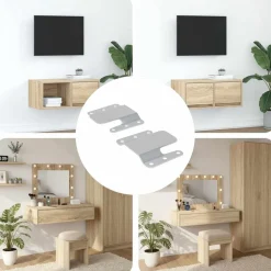 vidaXL Support de montage encastré 2 pcs Argenté 75 x 66 x 1,4 mm