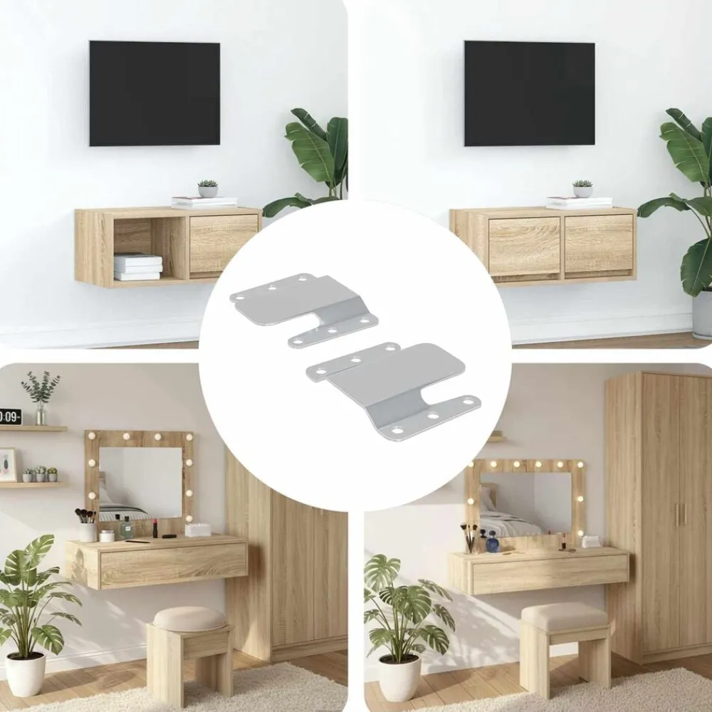 vidaXL Support de montage encastré 2 pcs Argenté 75 x 66 x 1,4 mm