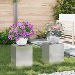 vidaXL Support de Plante 2 pcs Argent 24 x 24 x 35 cm