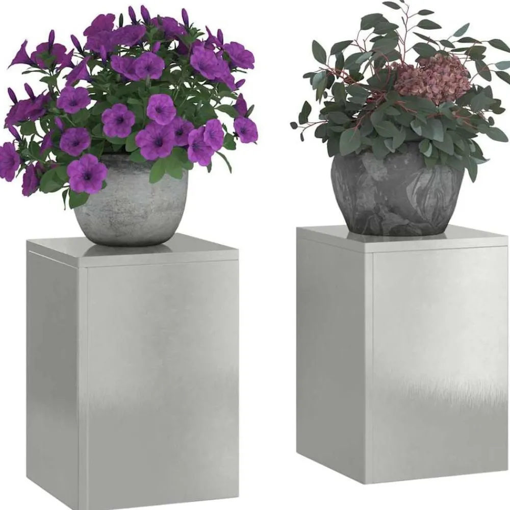 vidaXL Support de Plante 2 pcs Argent 24 x 24 x 35 cm