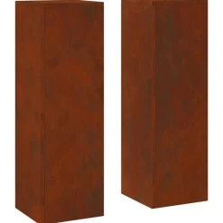 vidaXL Support de Plante 2 pcs Rouillé 24 x 24 x 75 cm Acier patiné