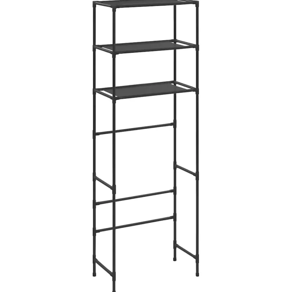 Accessoires De Salle De Bain-vidaXL Support de rangement de toilette à 3 niveaux 53x28x169 cm Noir