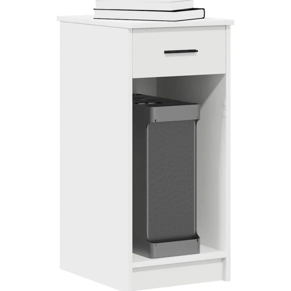 Meubles De Bureau-vidaXL Support de tour d'ordinateur avec tiroir 35x45x77 cm Blanc