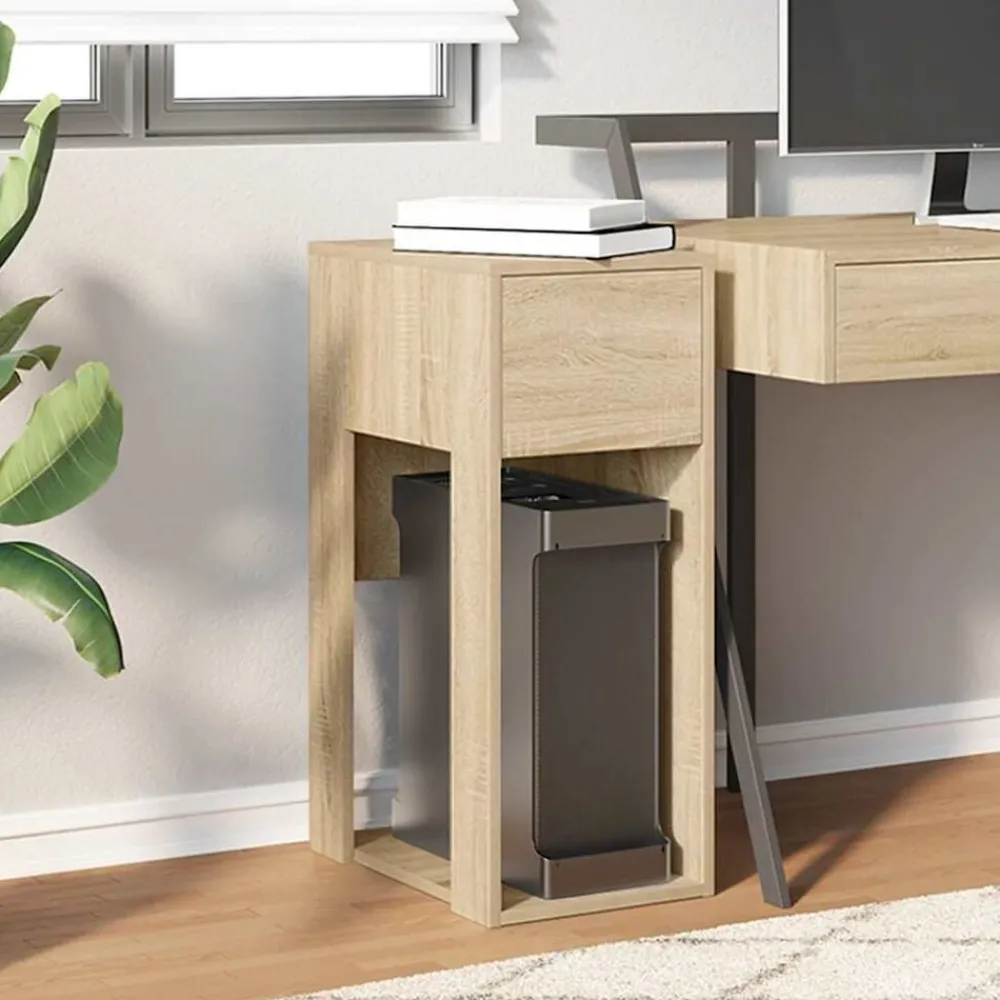 Meubles De Bureau-vidaXL Support de tour d'ordinateur et tiroir chêne sonoma 30x44x74 cm Chêne sonoma