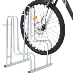 Loisirs De Plein Air-vidaXL Support de vélo au sol autoportant pour 2 vélos acier galvanisé Argent