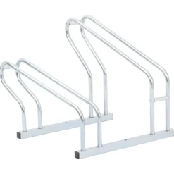 Loisirs De Plein Air-vidaXL Support de vélo au sol autoportant pour 2 vélos acier galvanisé Argent