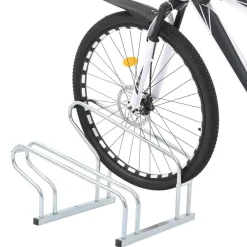Loisirs De Plein Air-vidaXL Support de vélo au sol autoportant pour 2 vélos acier galvanisé Argent