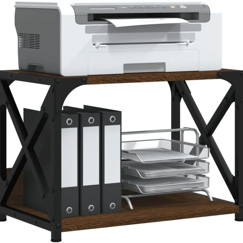 Appareils Électroniques-vidaXL Support d'imprimante à 2 niveaux chêne marron 44x26x31,5 cm Chêne marron