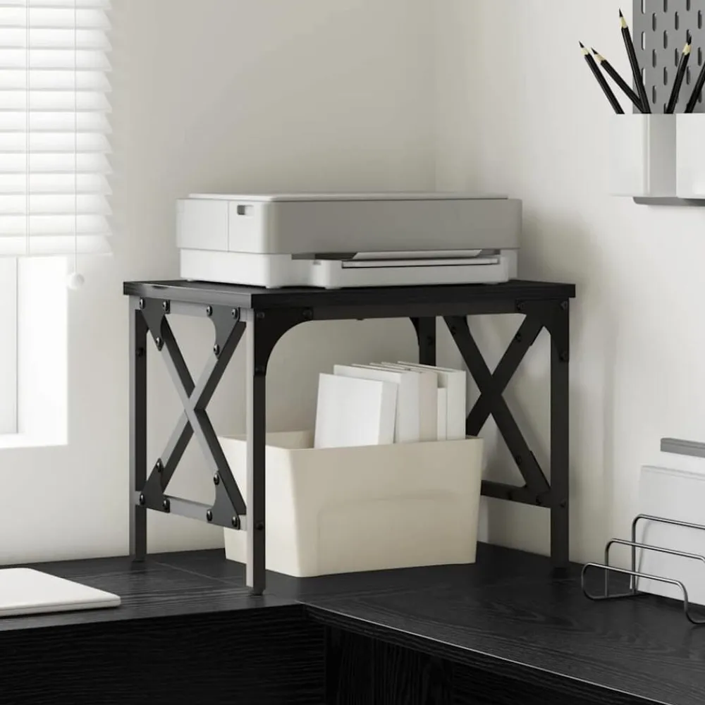 Appareils Électroniques-vidaXL Support d'imprimante Réglable Chêne noir 40 x 30 x 31 cm Chêne noir