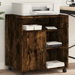 vidaXL Support d'imprimante avec roulettes chêne fumé 60x50x67 cm