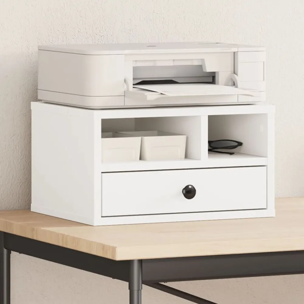 Appareils Électroniques-vidaXL Support d'imprimante 40x32x22,5 cm bois d'ingénierie Blanc