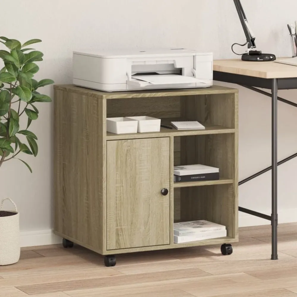 Appareils Électroniques-vidaXL Support d'imprimante avec roulettes chêne sonoma 60x50x67 cm Chêne sonoma