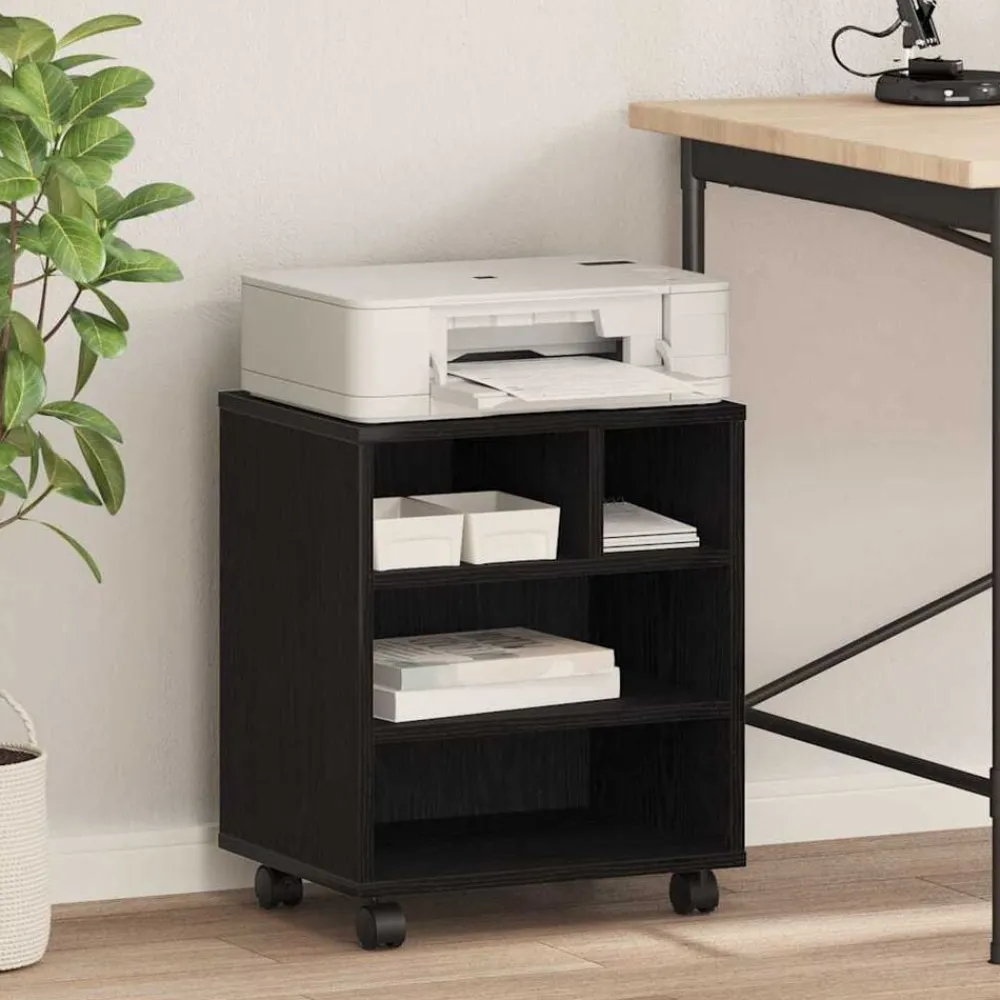 Appareils Électroniques-vidaXL Support d'imprimante avec stockage Chêne noir 41 x 32 x 48 cm Chêne noir