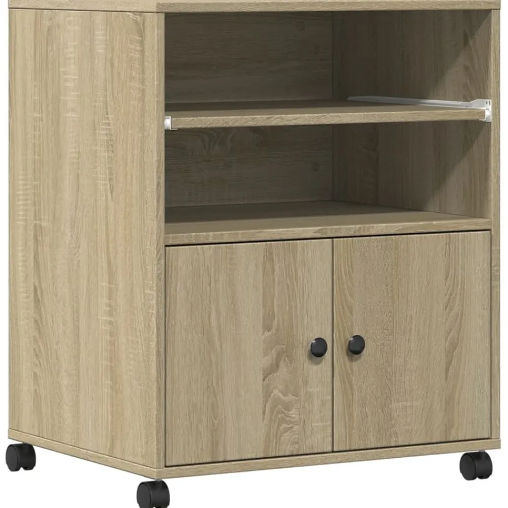 vidaXL Support d'imprimante avec roulettes chêne sonoma 60x48x74 cm