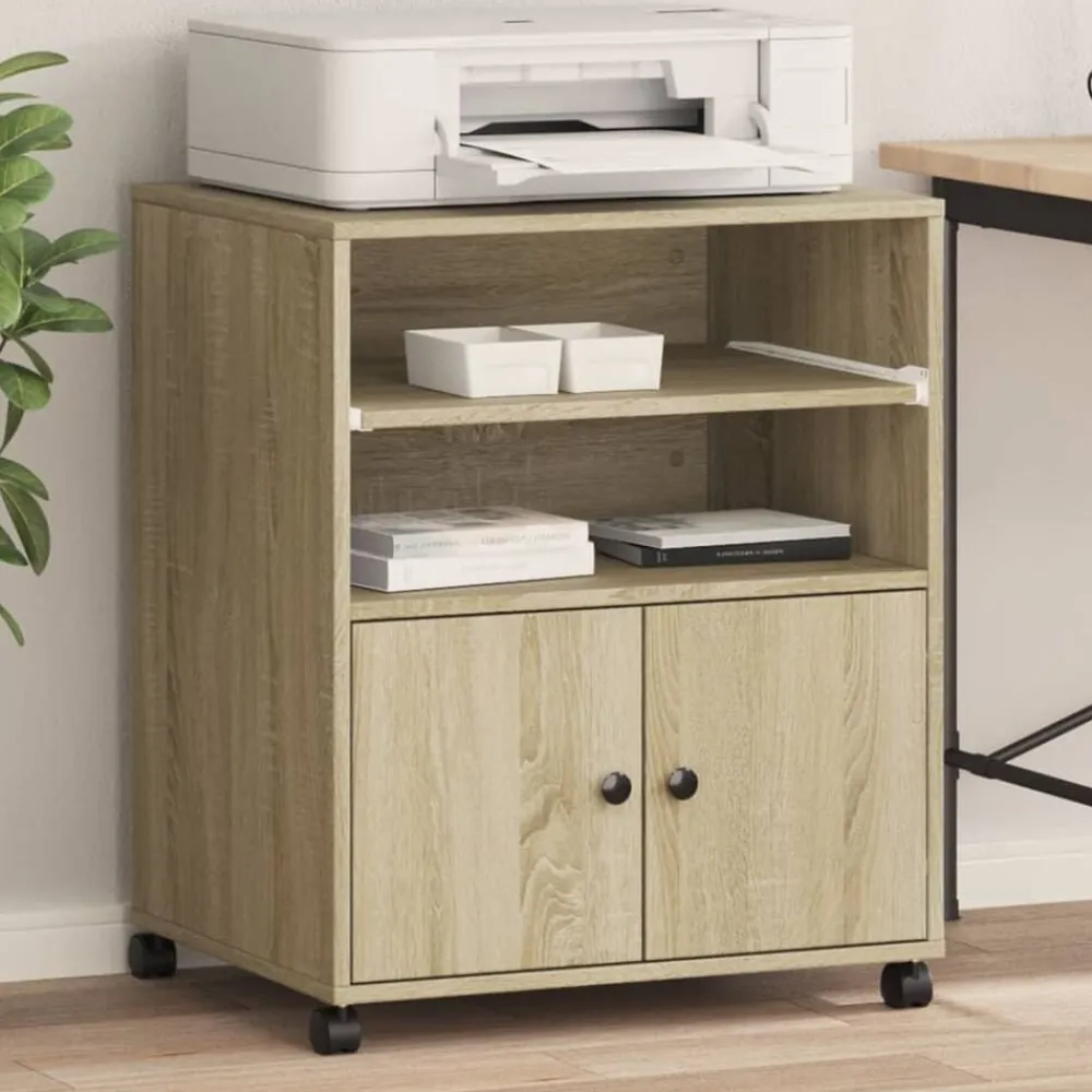 vidaXL Support d'imprimante avec roulettes chêne sonoma 60x48x74 cm