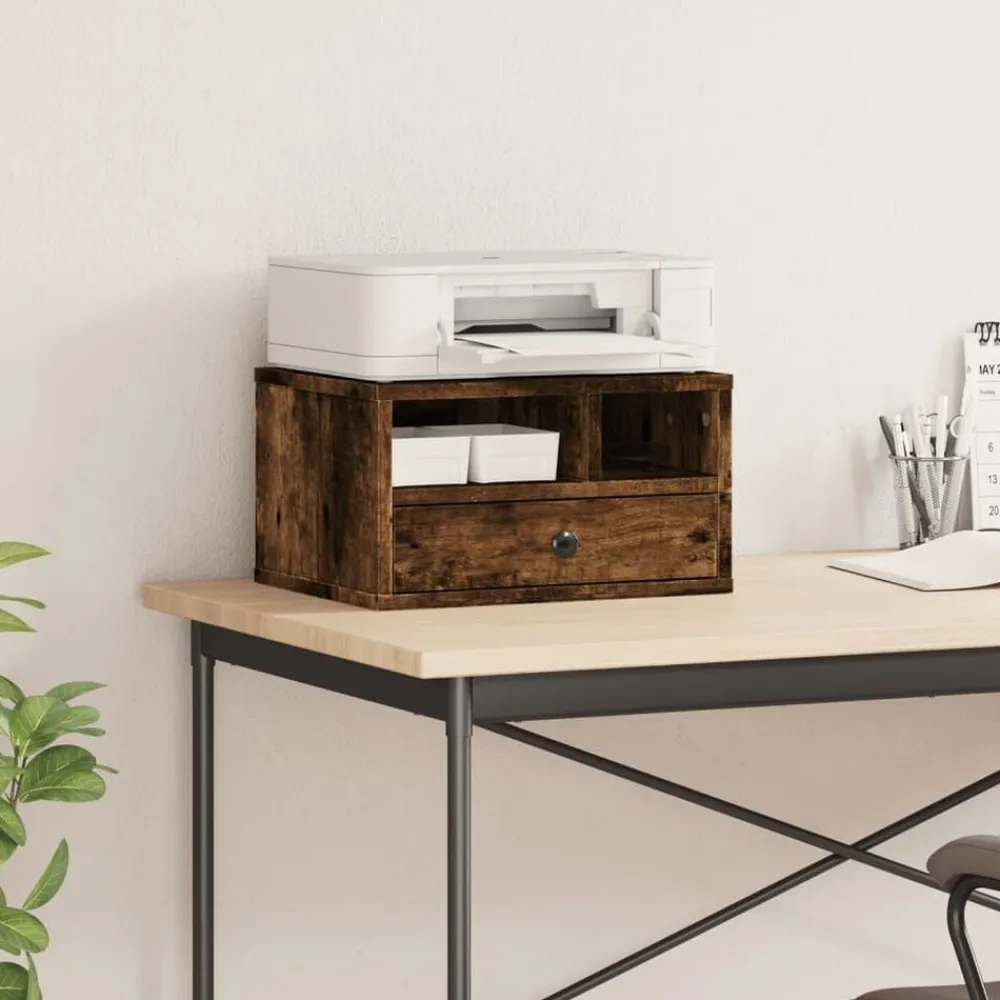 Appareils Électroniques-vidaXL Support d'imprimante chêne fumé 40x32x22,5 cm bois d'ingénierie Chêne fumé