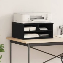 Appareils Électroniques-vidaXL Support d'imprimante avec stockage Chêne noir 49 x 40 x 22,5 cm Ch&ecirc;ne noir